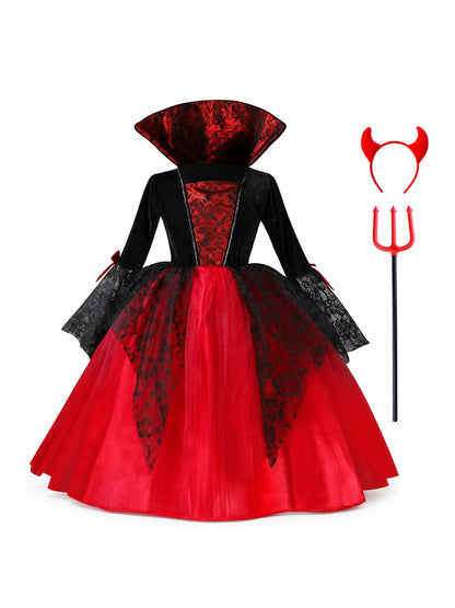 2025 Girls Cosplay Vampire Halloween Dress For Kids Ghost Bride Gothic Costume
