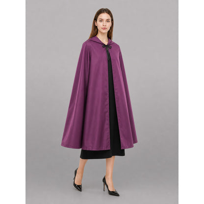 Purple Hooded Zip-Up Cloak for Halloween front view