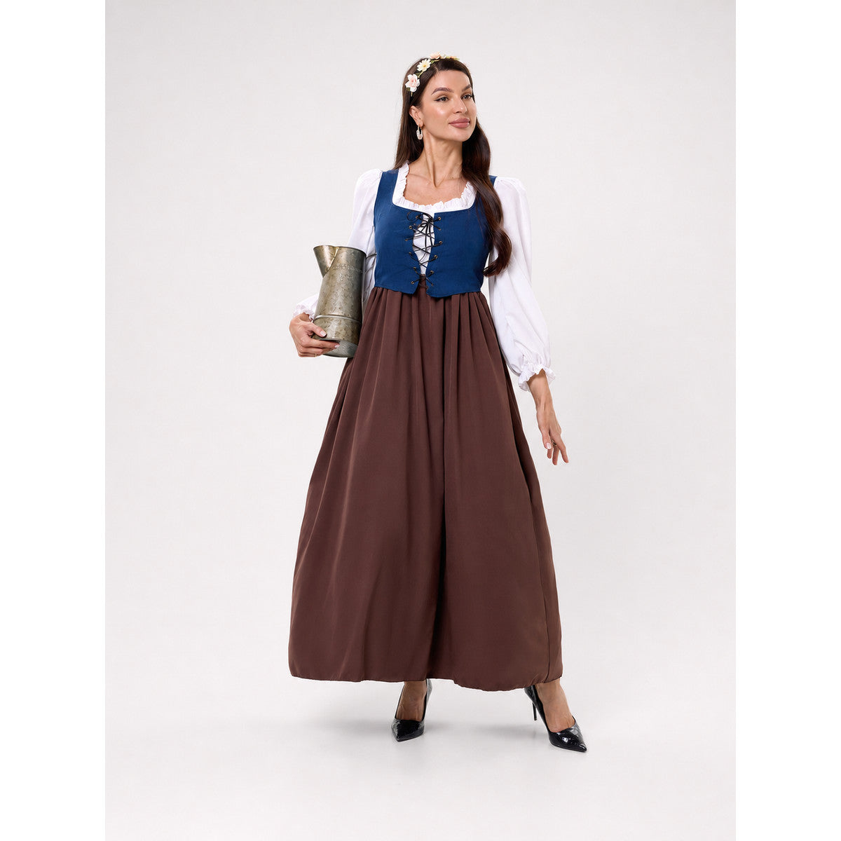 Renaissance-Style Dress with Corset Bodice and Lacing