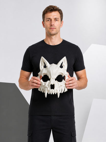 White Skull-Shaped Carnival Mask with Fangs
