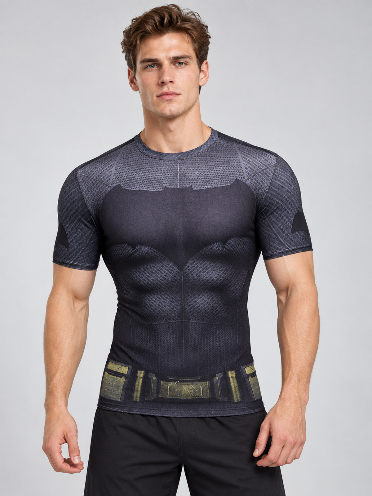 Men's Short-Sleeve Athletic T-Shirt with Musculature Print