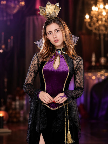 Witch Costume with Crown, Long Dress on-model view