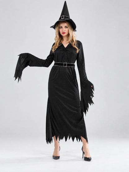 Witch Costume: Black Dress, Hat, Belt