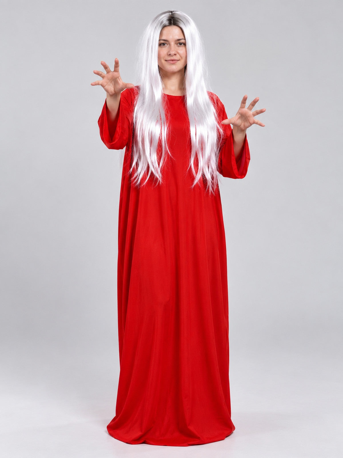 Ghost Halloween Costume: Red Dress and White Wig