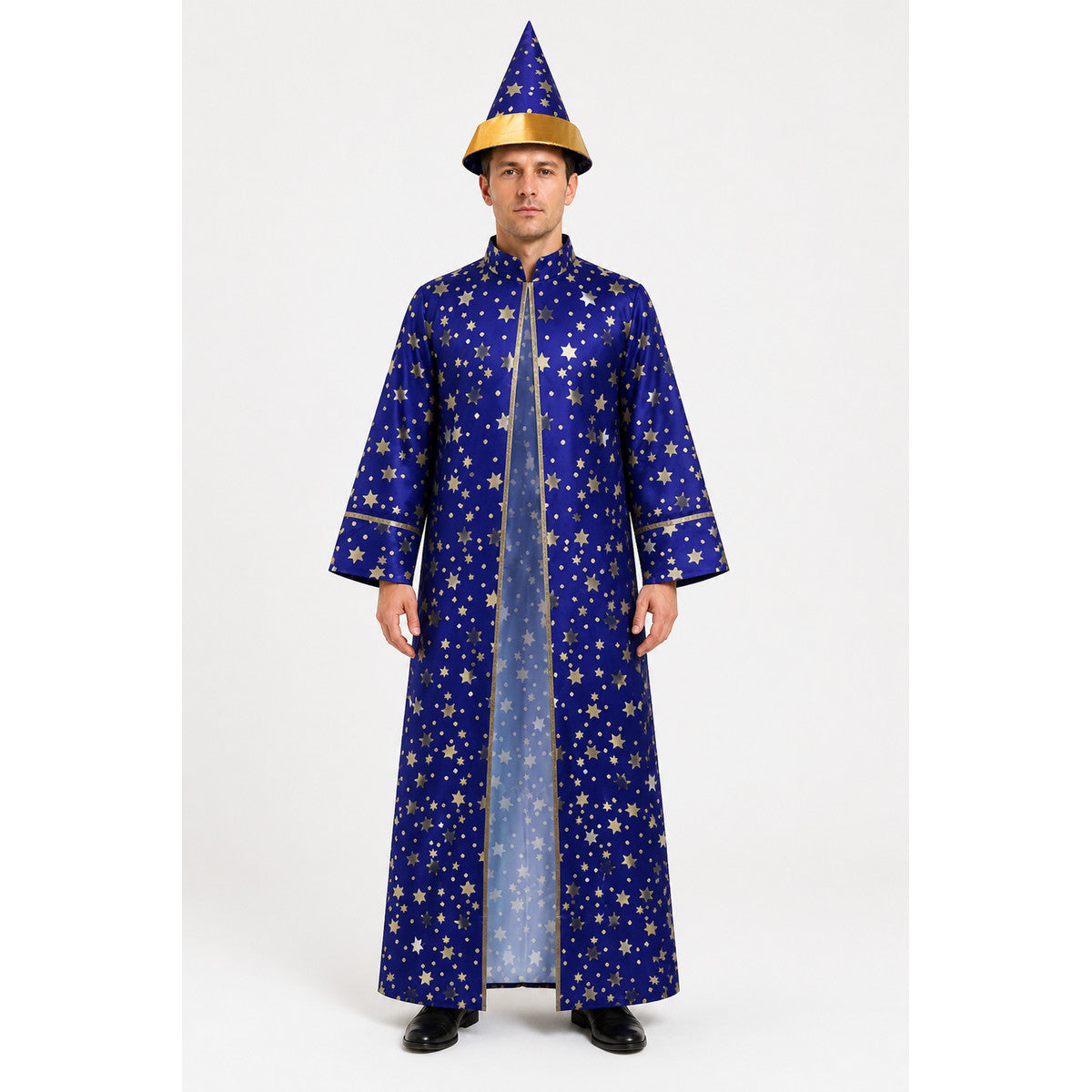 Blue Wizard Costume with Stars and a Pointed Hat main product view