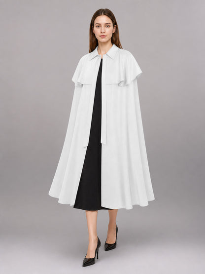 White Costume Dress with Collar and Short Sleeves front view
