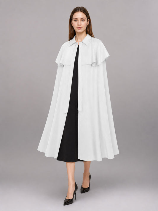White Costume Dress with Collar and Short Sleeves front view
