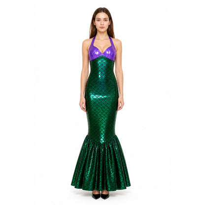 Mermaid Dress with Fish Tail, Purple and Green