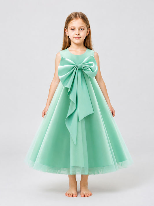 Tutu Dress with Satin Bow for a Flower Girl on-model view