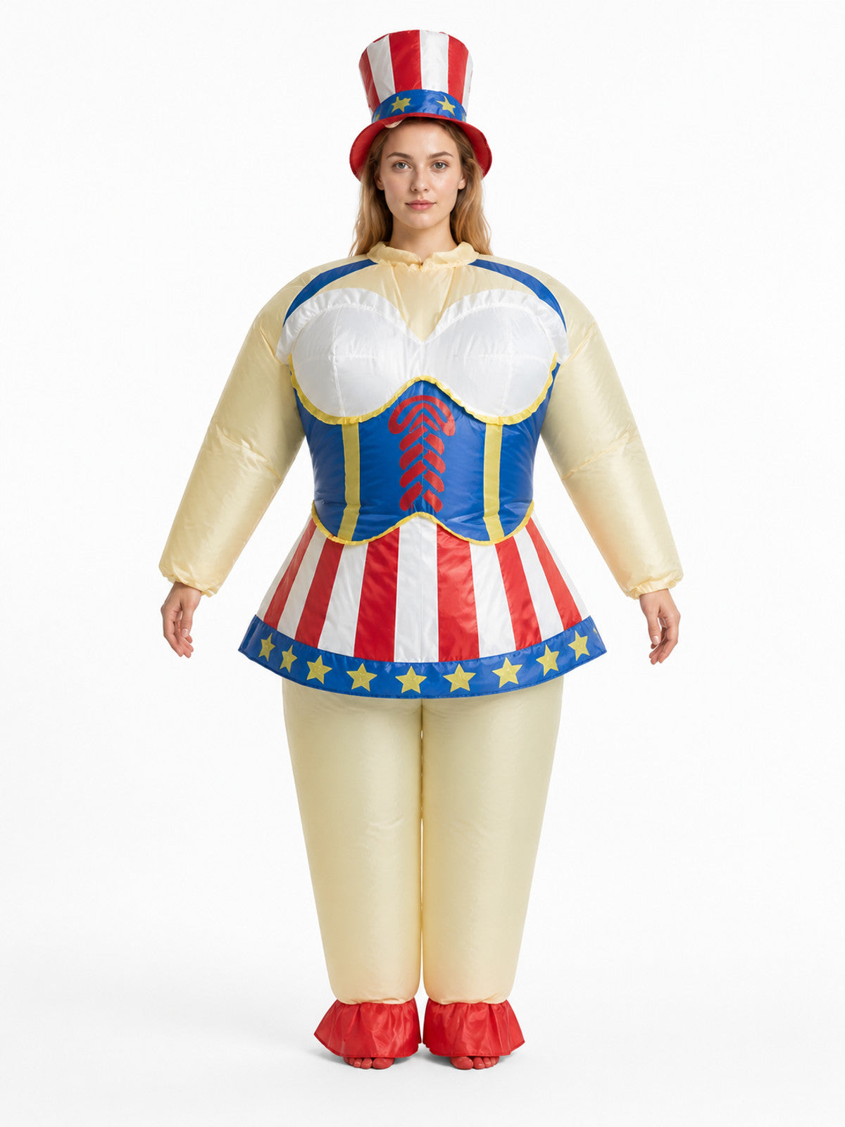 Striped Inflatable Halloween Costume with Stars front view