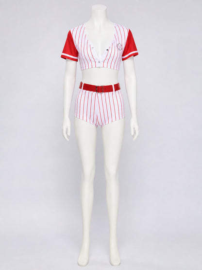 Striped Baseball Outfit: Top and Shorts on-model view