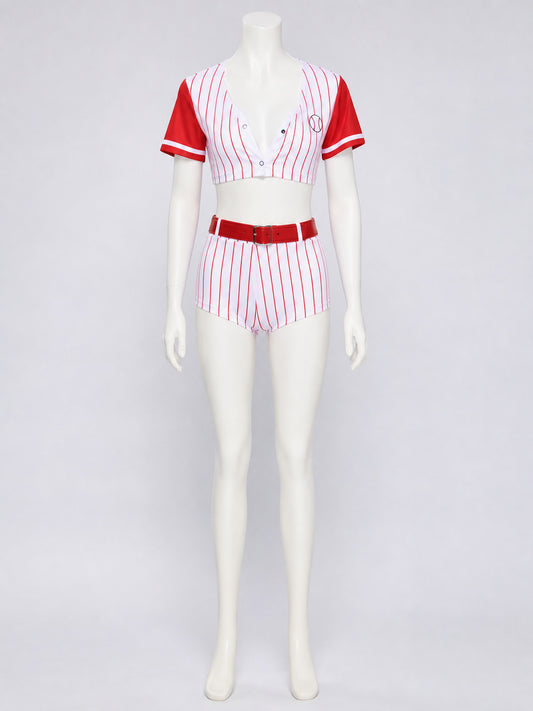 Striped Baseball Outfit: Top and Shorts on-model view