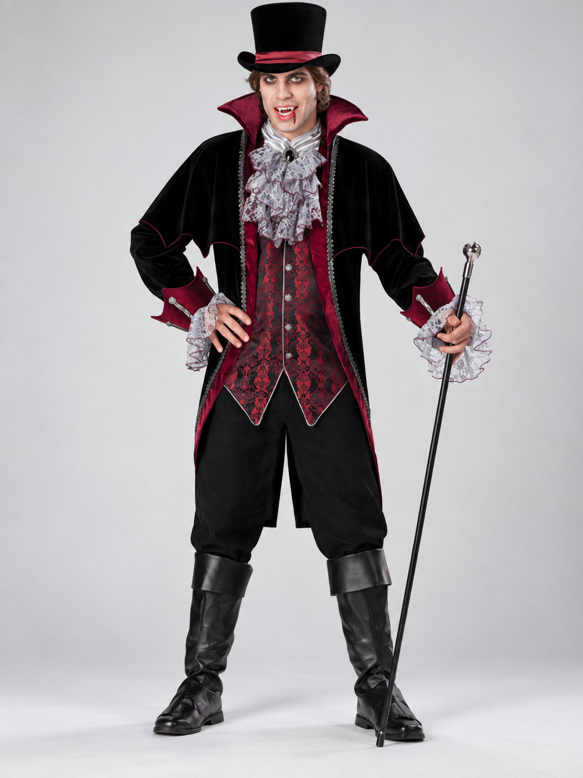 Adult Vampire Costume with Jabot and Top Hat