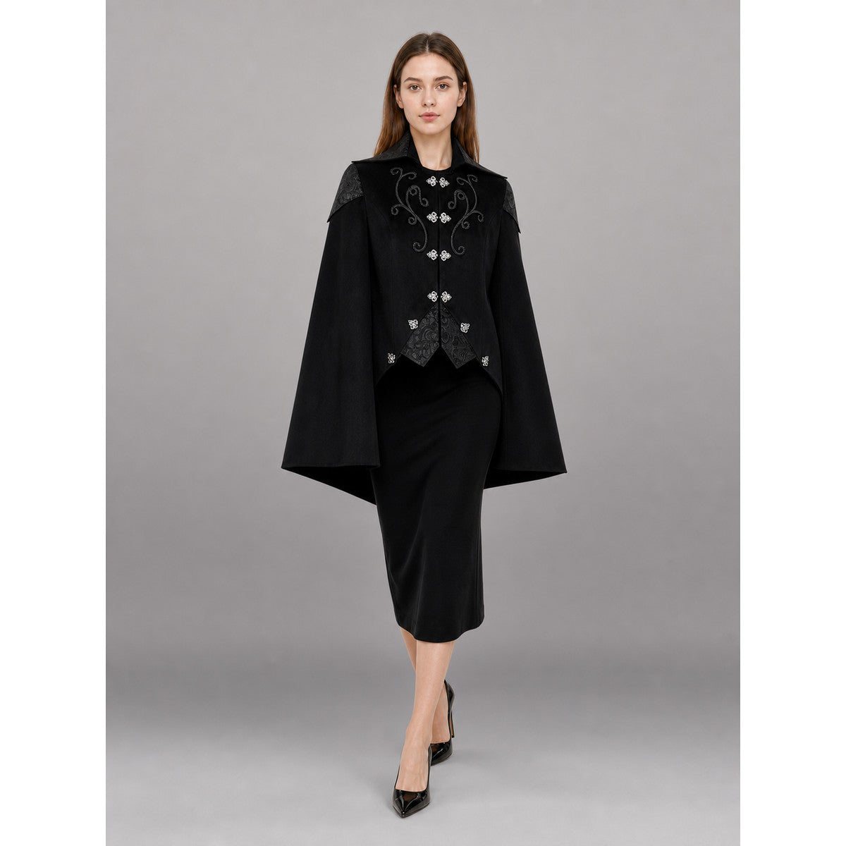 Gothic Costume Tailcoat with Silver Decoration