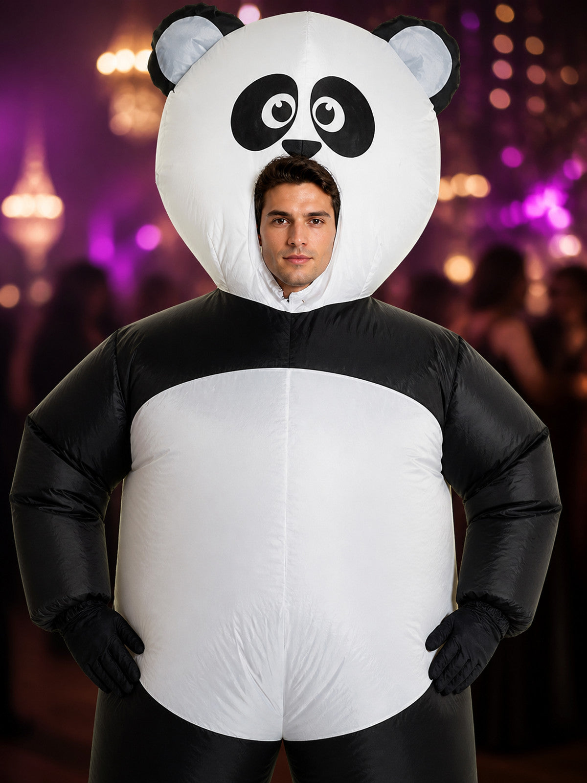 Unisex Panda Inflatable Costume, Funny Cartoon Animal Halloween Suit on-model view