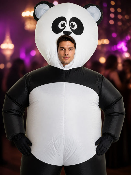 Unisex Panda Inflatable Costume, Funny Cartoon Animal Halloween Suit on-model view