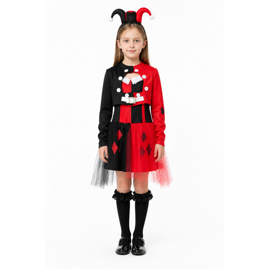 Halloween clown costume with dress and hat main product view