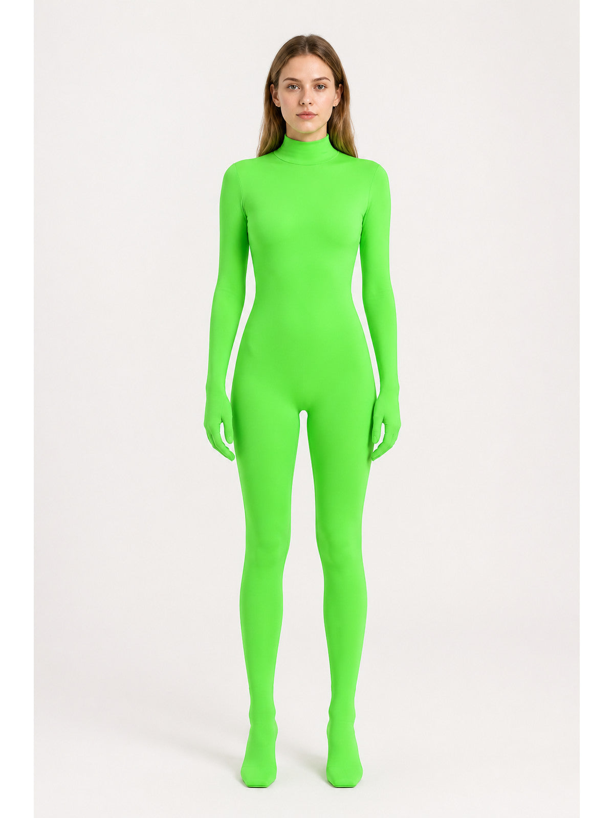 Jumpsuit with Gloves and Covered Feet, Neon Green main product view