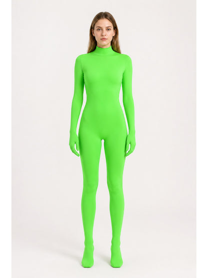 Jumpsuit with Gloves and Covered Feet, Neon Green main product view