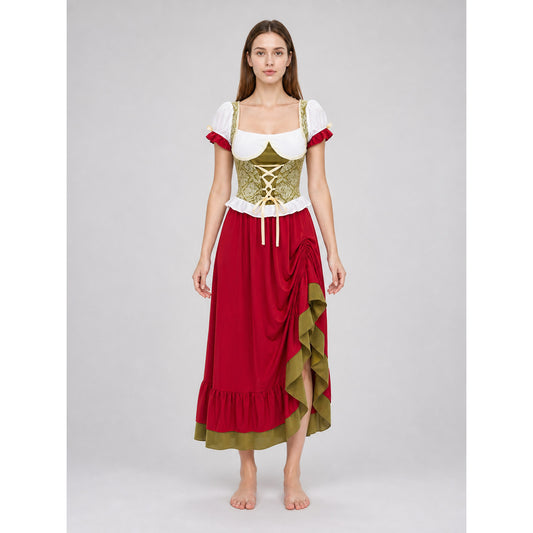 Bavarian-Style Costume Dress with Scarf