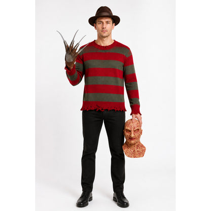 Freddy Krueger Costume with Mask and Gloves for Halloween