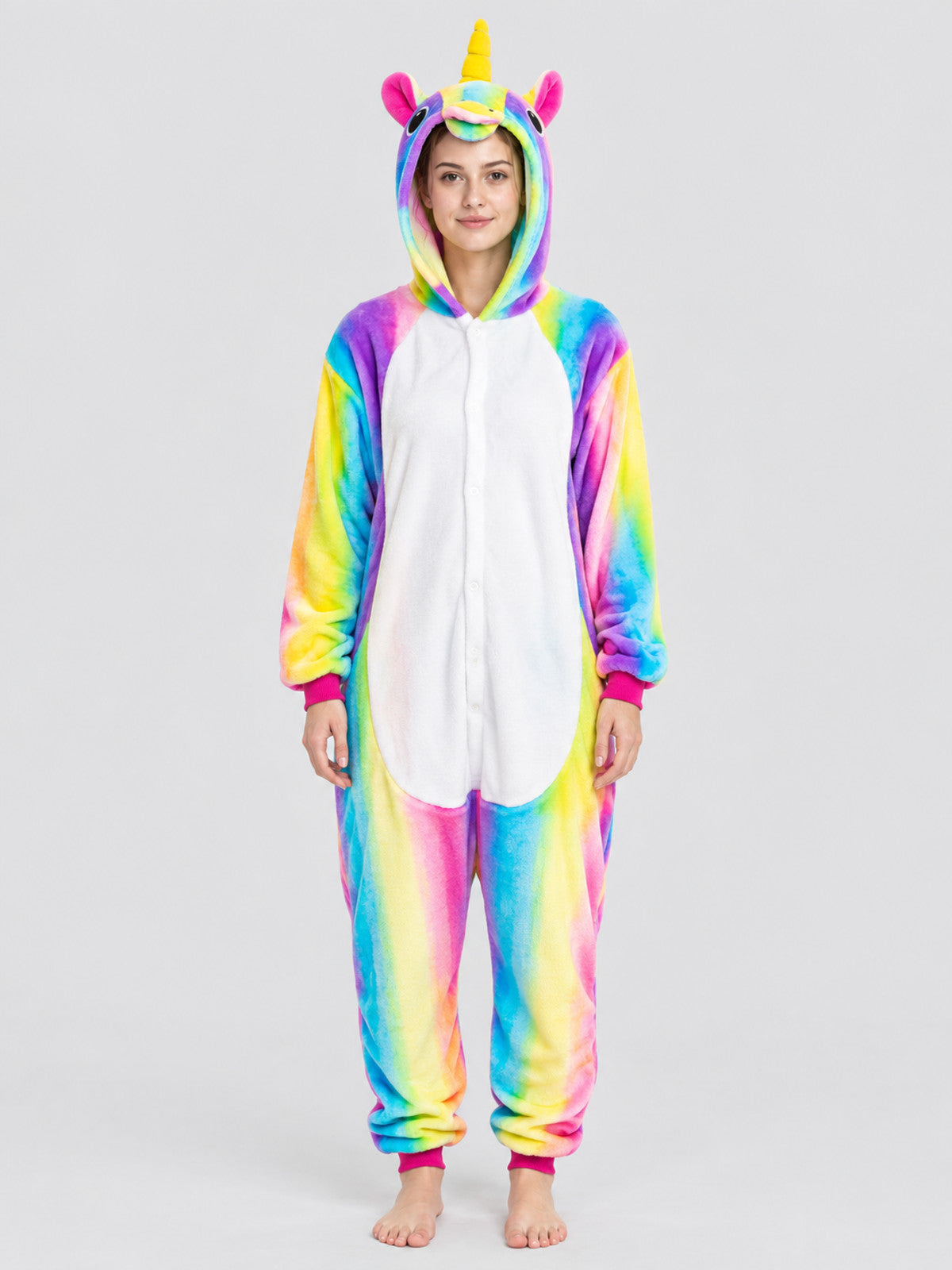 Flannel Hooded Unicorn Pajama Jumpsuit