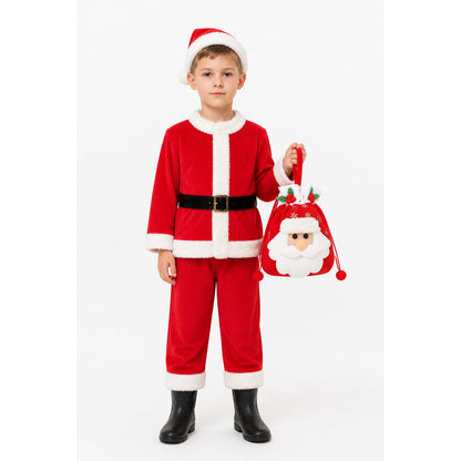 Red Santa Claus Costume with Hat and Bag main product view