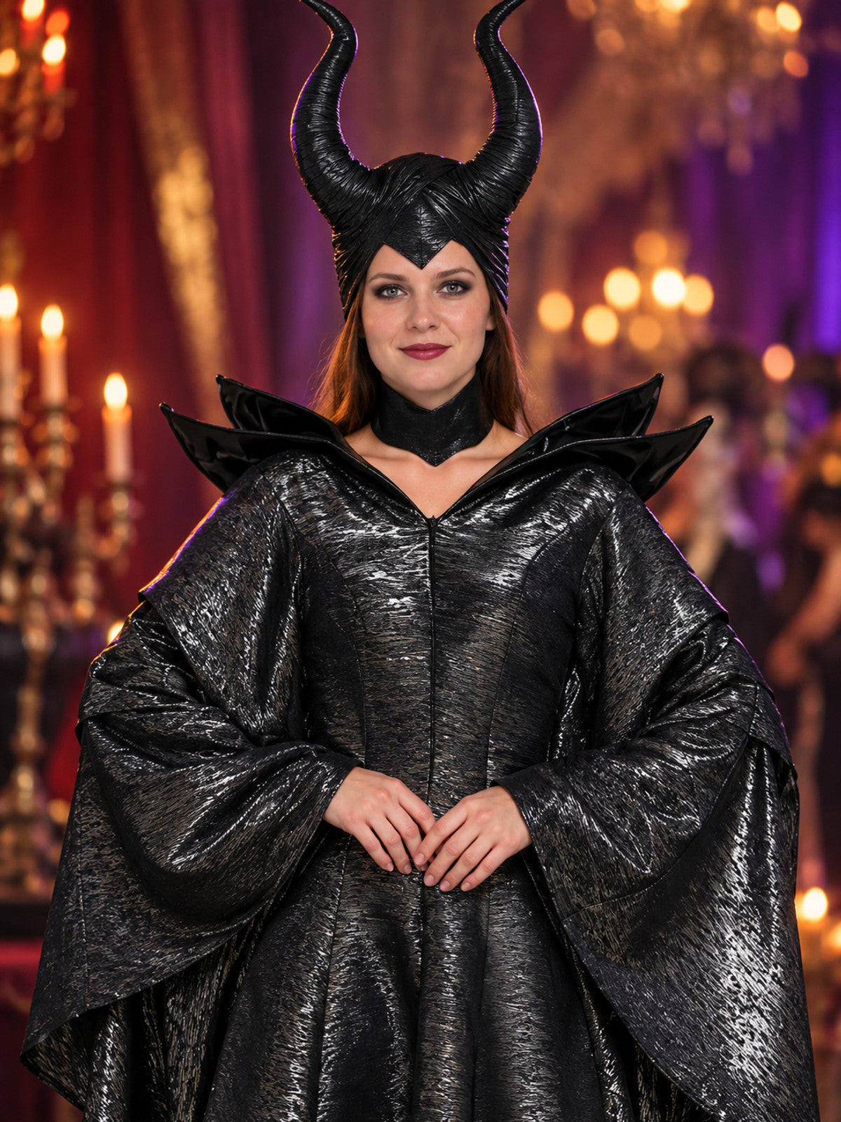 Adult Witch Carnival Costume Black with Horns