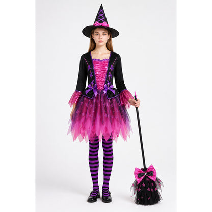 Halloween Witch Costume with Hat and Broom main product view