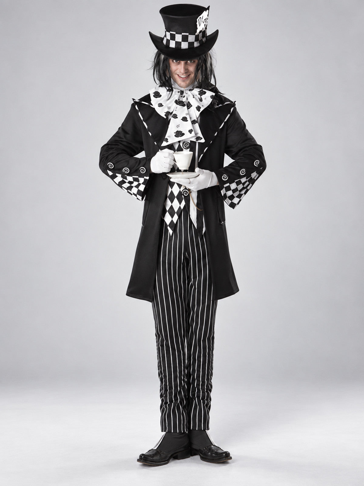 Black and white vampire costume with top hat
