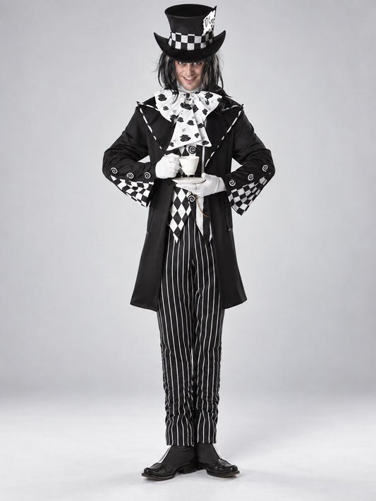 Black and white vampire costume with top hat