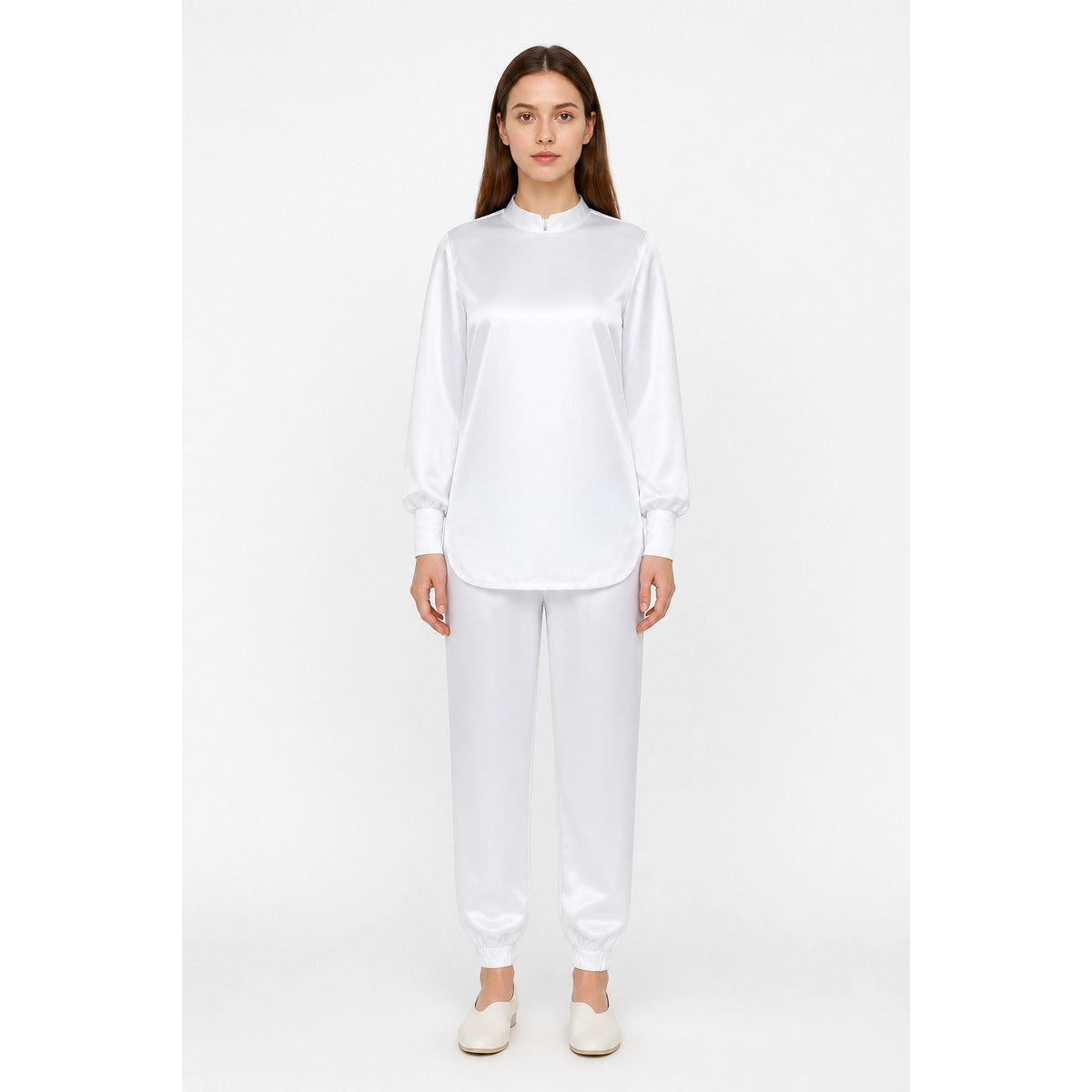 White Cosplay Jumpsuit with High Collar