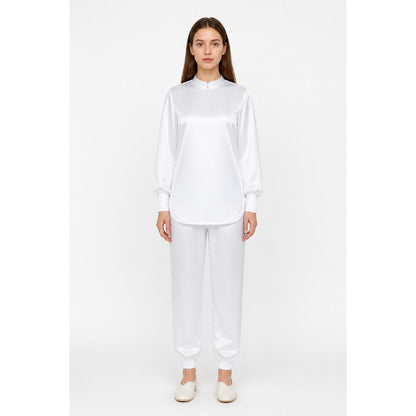 White Cosplay Jumpsuit with High Collar