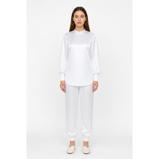 White Cosplay Jumpsuit with High Collar main product view