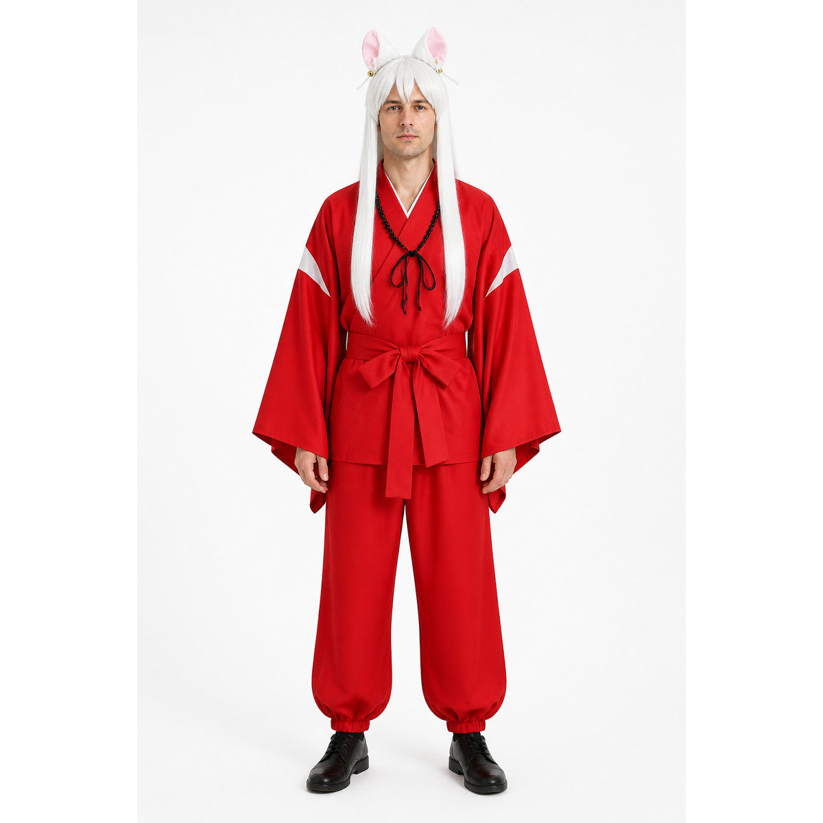 Inuyasha Cosplay Costume, Red Kimono with Wig and Ears main product view