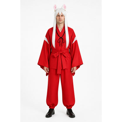 Inuyasha Cosplay Costume, Red Kimono with Wig and Ears main product view