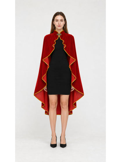 Cape with Stand-Up Collar and Gold Trim for Cosplay main product view