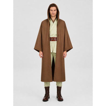 Star Wars cosplay costume, brown hooded robe on-model view