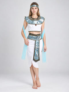Egyptian Queen Costume with Ornamentation, White