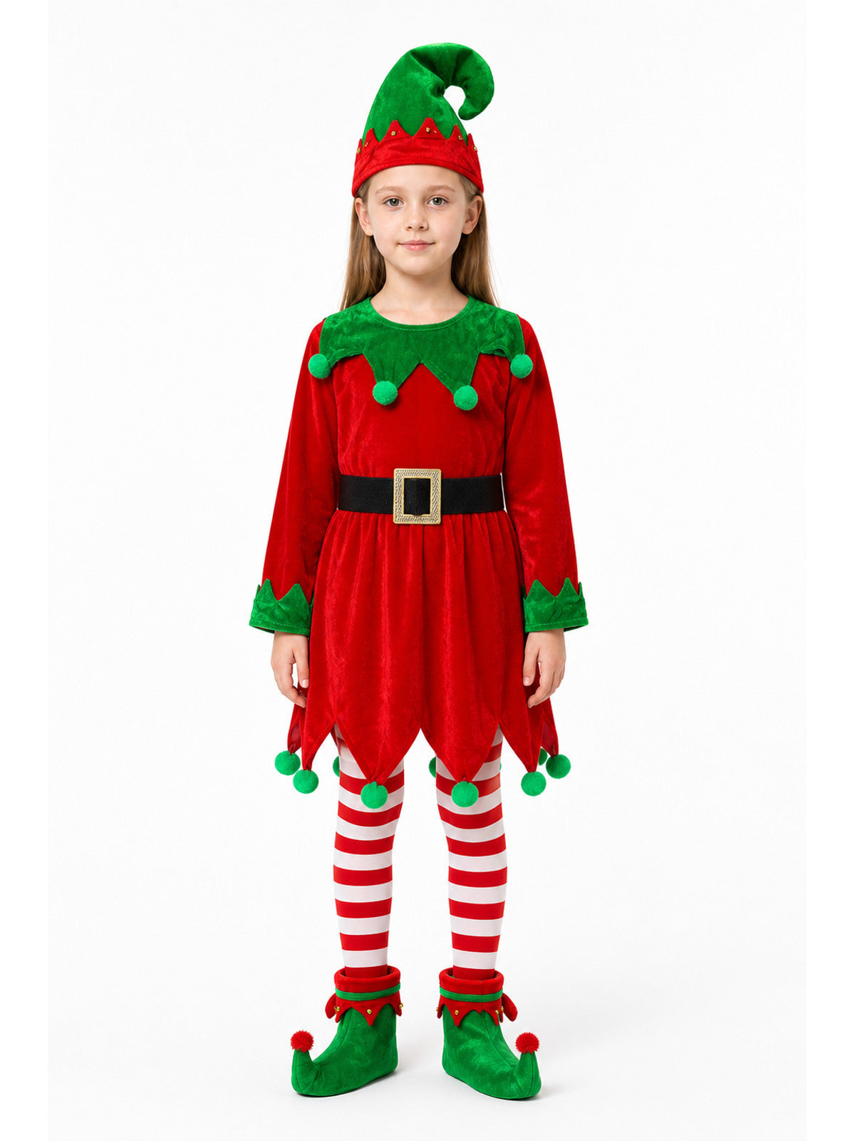 New Year's Elf Costume with Dress, Hat, and Belt main product view