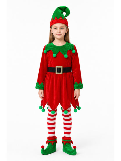 New Year's Elf Costume with Dress, Hat, and Belt main product view
