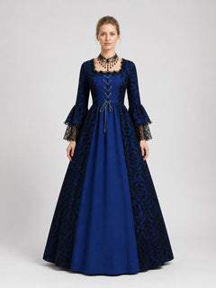 Vintage Medieval Dress with Lace Capelet