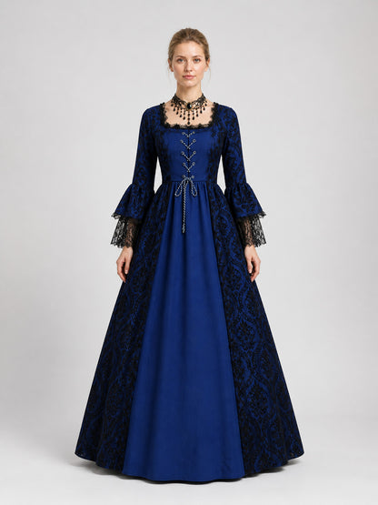 Vintage Medieval Dress with Lace Capelet on-model view