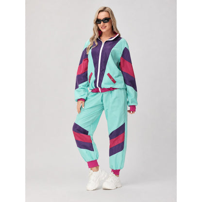 Retro Tracksuit with Color-Block Panels on-model view