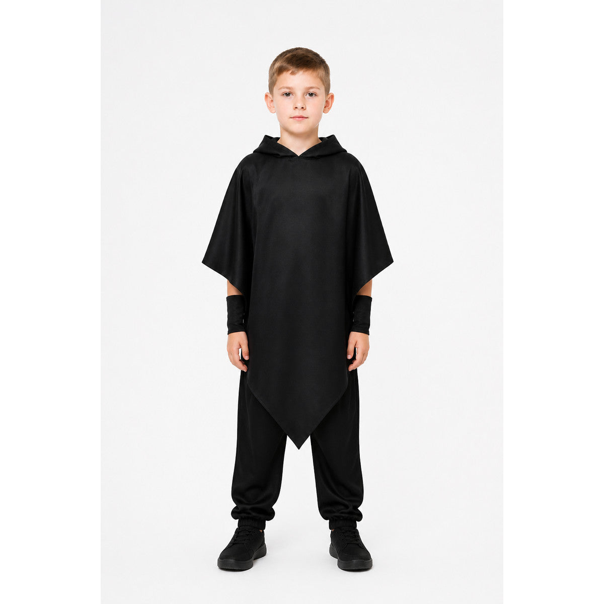 Long Black Hooded Masquerade Costume main product view