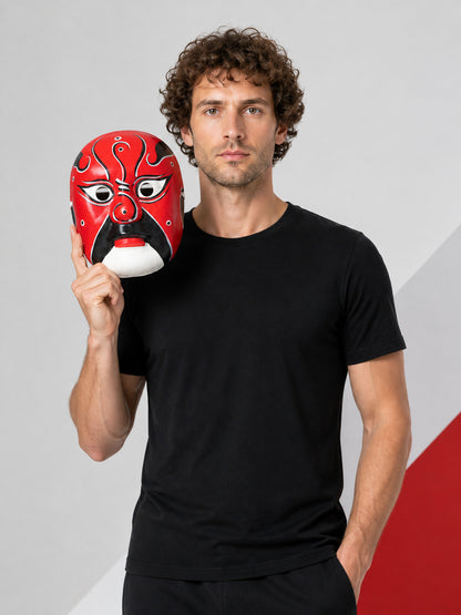 Red, Black, and White Carnival Mask for Halloween