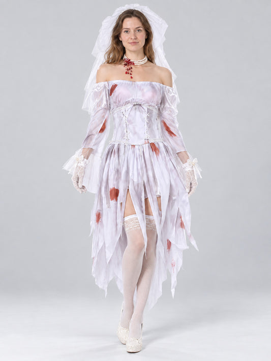 Vampire Costume with Dress, Veil, and Gloves