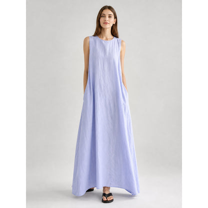 Sleeveless Loose Maxi Dress, Korean Chic on-model view