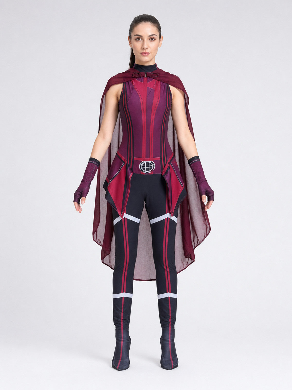 Marvel Scarlet Witch Cosplay Costume with Cape front view