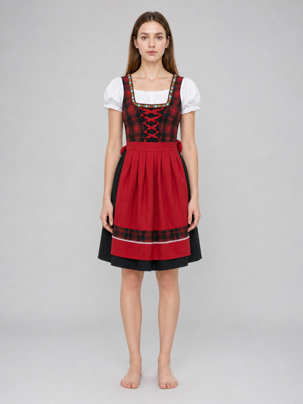 Plaid Costume Dress with Accessories on-model view